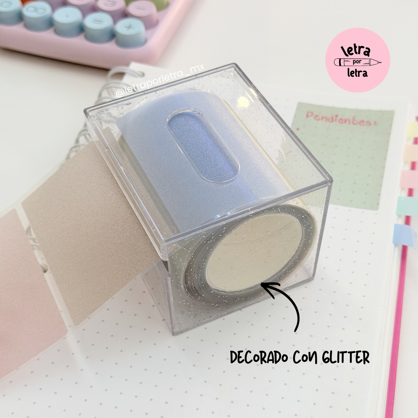 Dispensador de notas con glitter