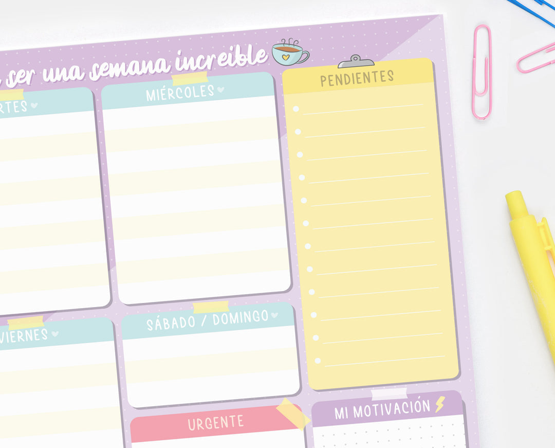 Planner semanal tipo block