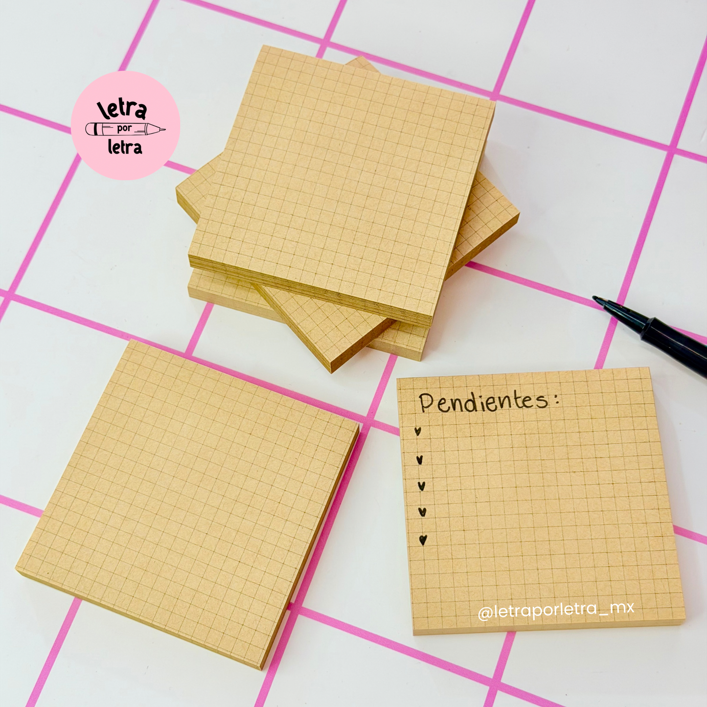 Sticky notes kraft cuadriculado