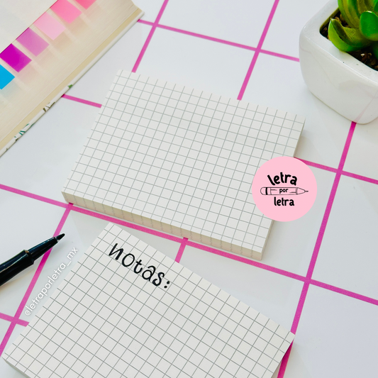 Sticky notes cuadriculado blanco