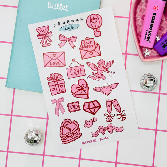 Planilla de stickers Valentine’s day