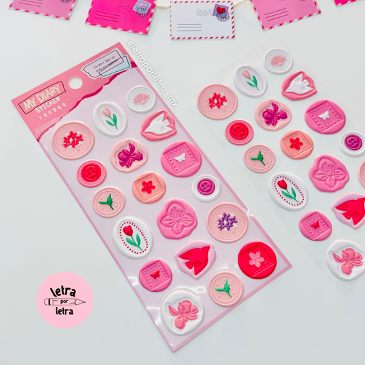 Stickers sello de lacre rosa