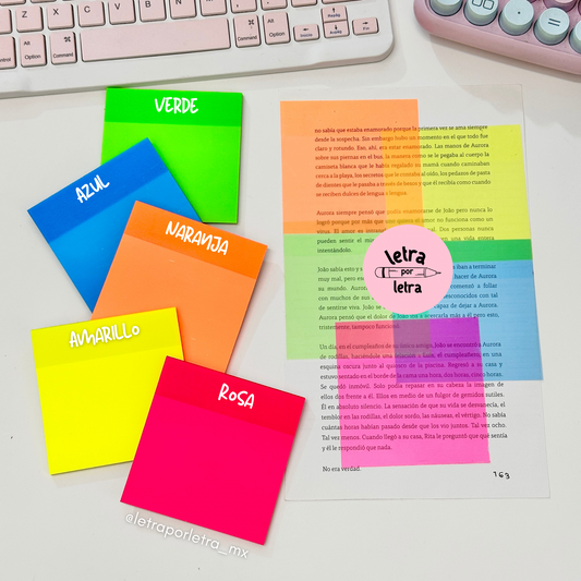 Sticky notes transparentes neón