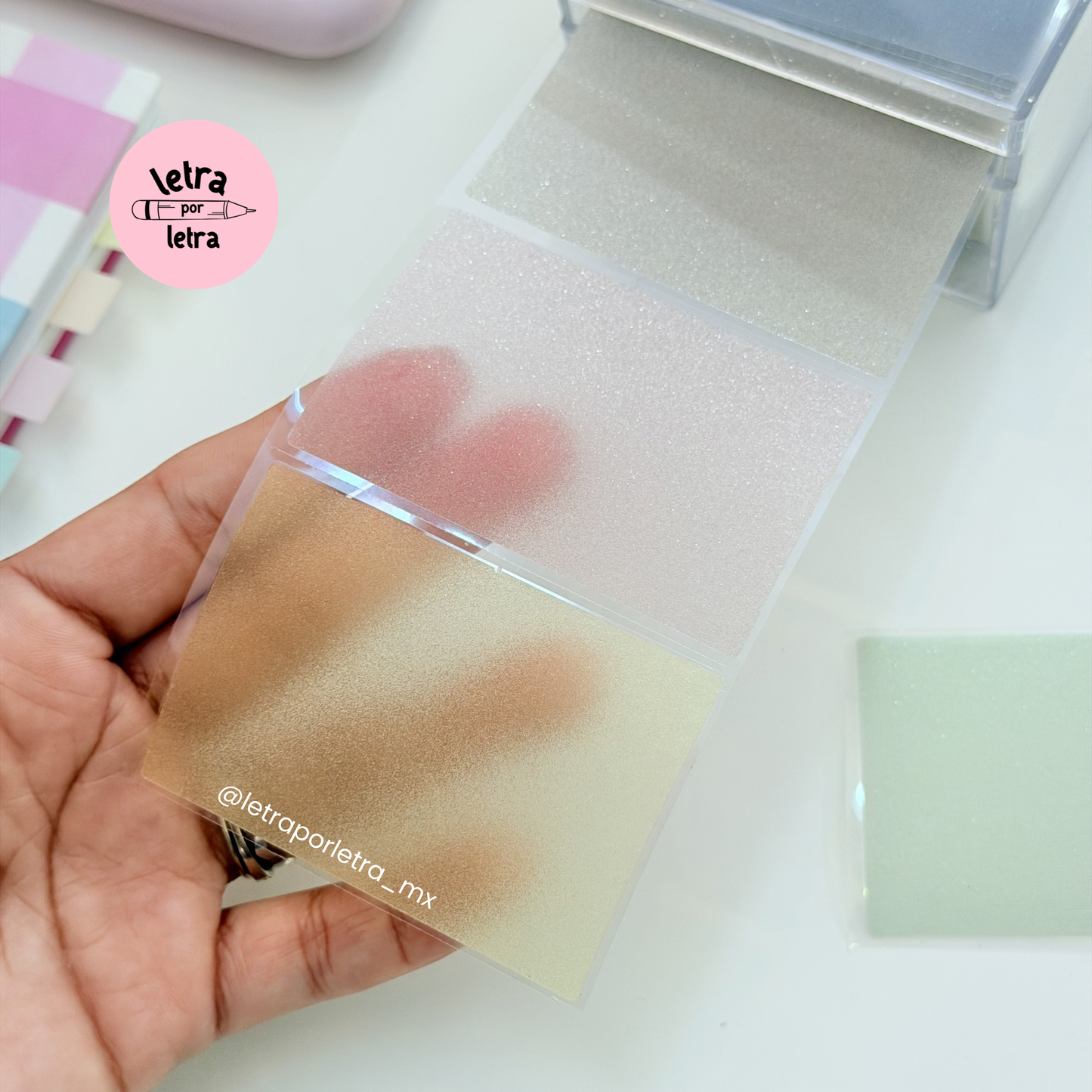 Dispensador de notas con glitter