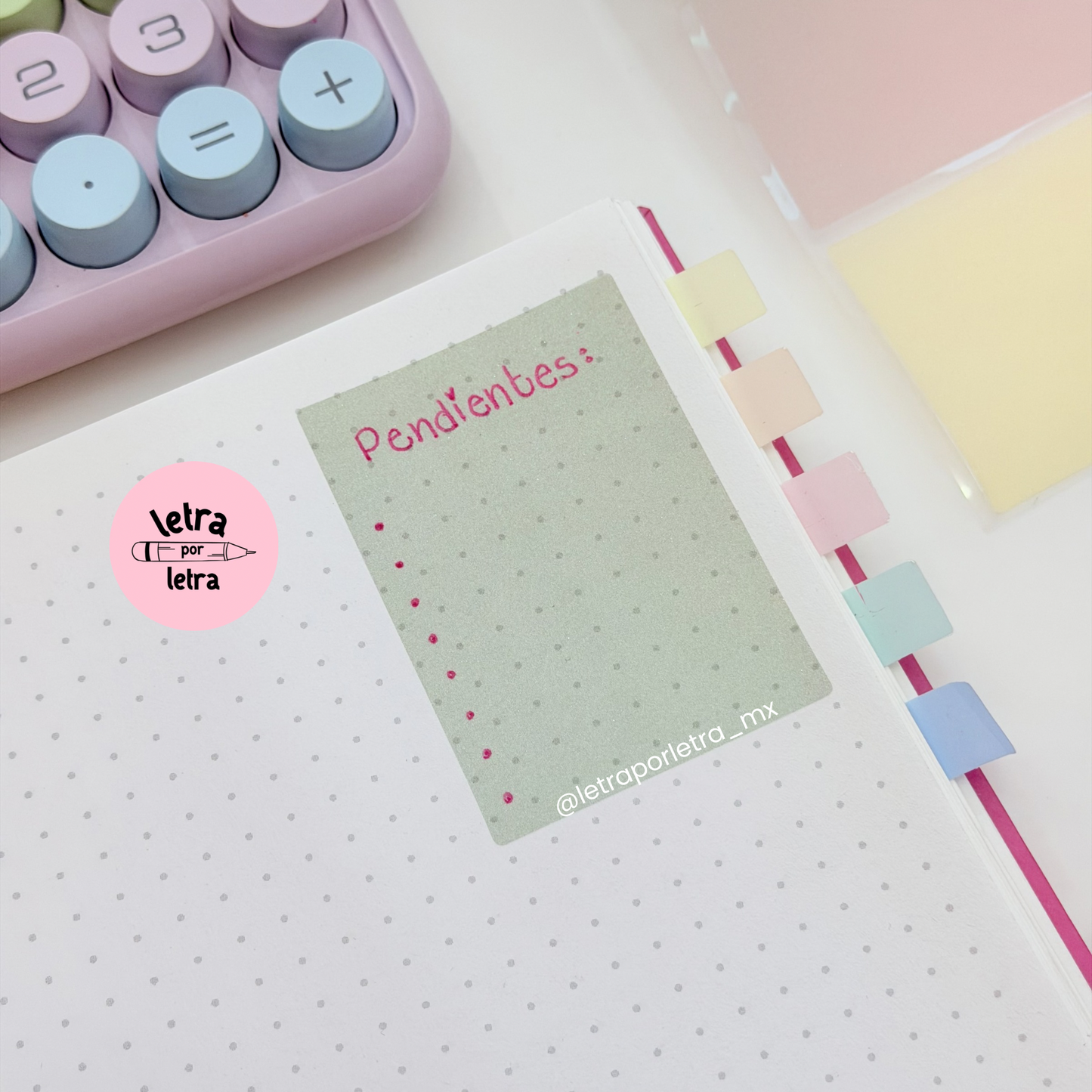 Dispensador de notas con glitter
