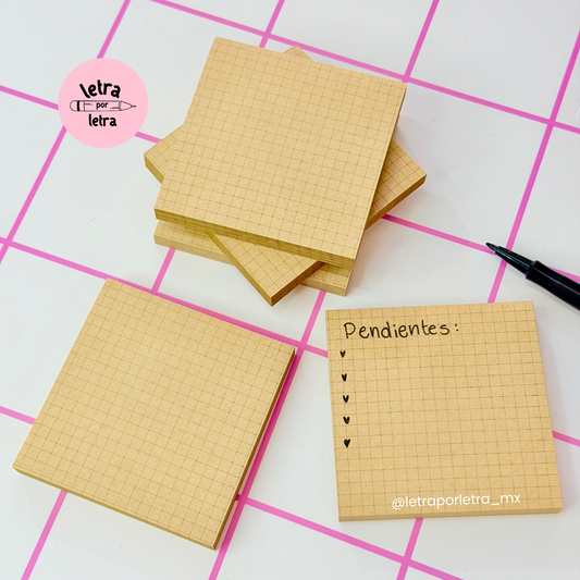 Sticky notes kraft cuadriculado