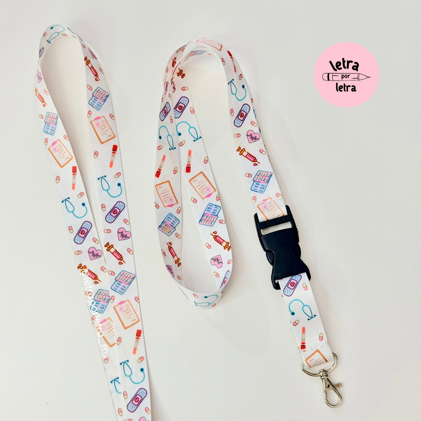 Lanyard broche Medicina blanco